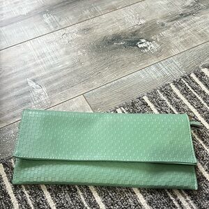 Mint Green Woven Bottega Style Clutch